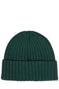 Dark green ribbed knit beanie with folded cuff mens ribbed hat by mc2 saint barth