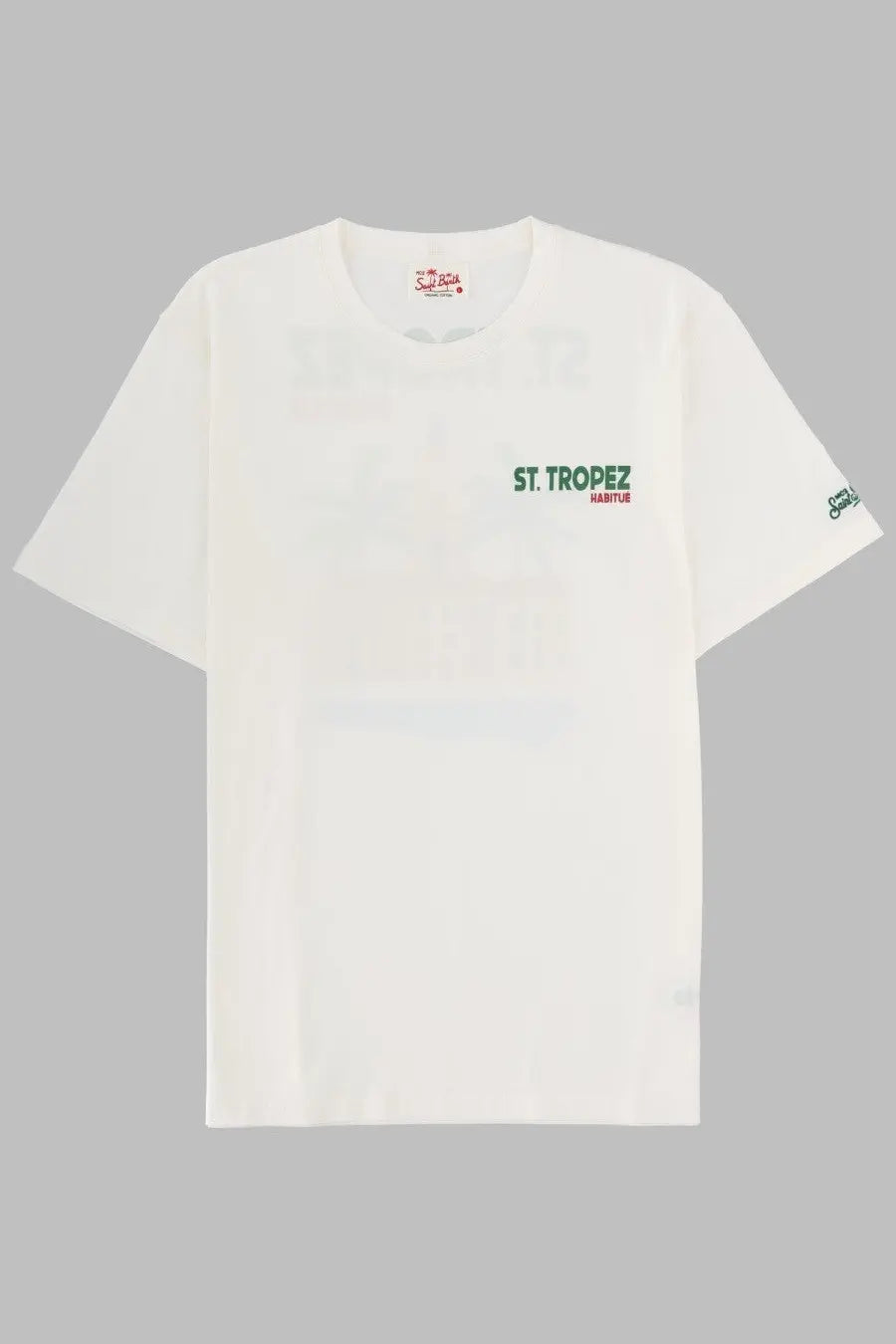 White cotton t-shirt with st print from mc2 saint barth men’s shirt con stampa collection