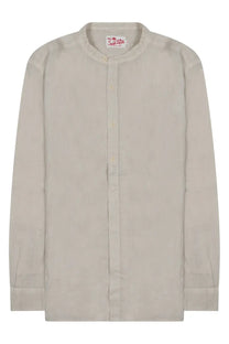 Mc2 Saint Barth men’s shirt Naxos beige long-sleeved button-up with mandarin collar and vertical stitching details