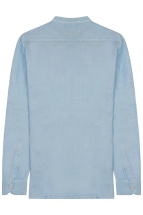 Mc2 Saint Barth men’s shirt Naxos blue light blue linen shirt with subtle texture and classic collar