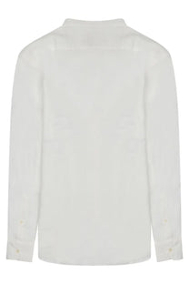 Mc2 Saint Barth men’s white long-sleeved shirt with classic collar and neatly stitched cuffs in cotton blend