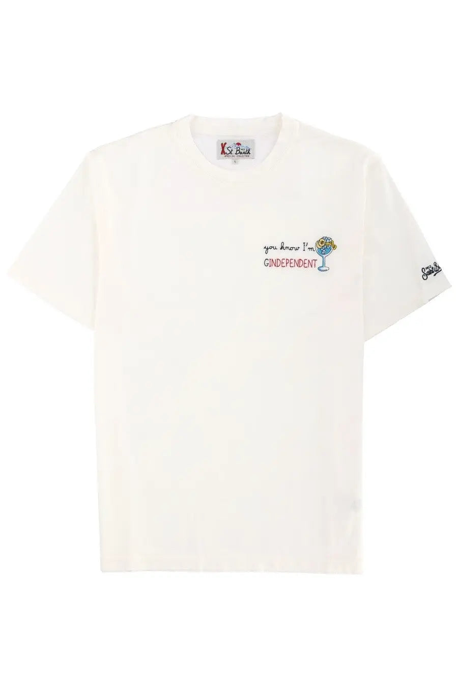 Off-white mc2 saint barth men’s short-sleeved t-shirt with embroidered cocktail glass design on the chest