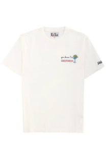 Off-white mc2 saint barth men’s short-sleeved t-shirt with embroidered cocktail glass design on the chest