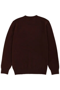 Mc2 Saint Barth men’s dark brown long-sleeved knit sweater with classic crew neck and ribbed cuffs