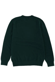Mc2 Saint Barth men’s dark green knit sweater with classic crew neck and ribbed cuffs