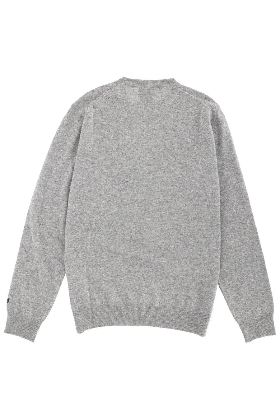 A heather gray long-sleeved knit sweater with ribbed crew neckline and cuffs by Mc2 Saint Barth for men