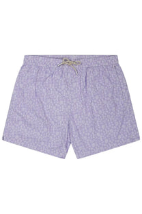 Lavender mc2 saint barth men’s swim trunks with subtle geometric pattern and beige drawstring for beachwear
