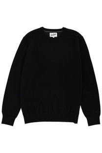 Mc2 Saint Barth men’s black wool crewneck sweater with minimalist design and ribbed cuffs