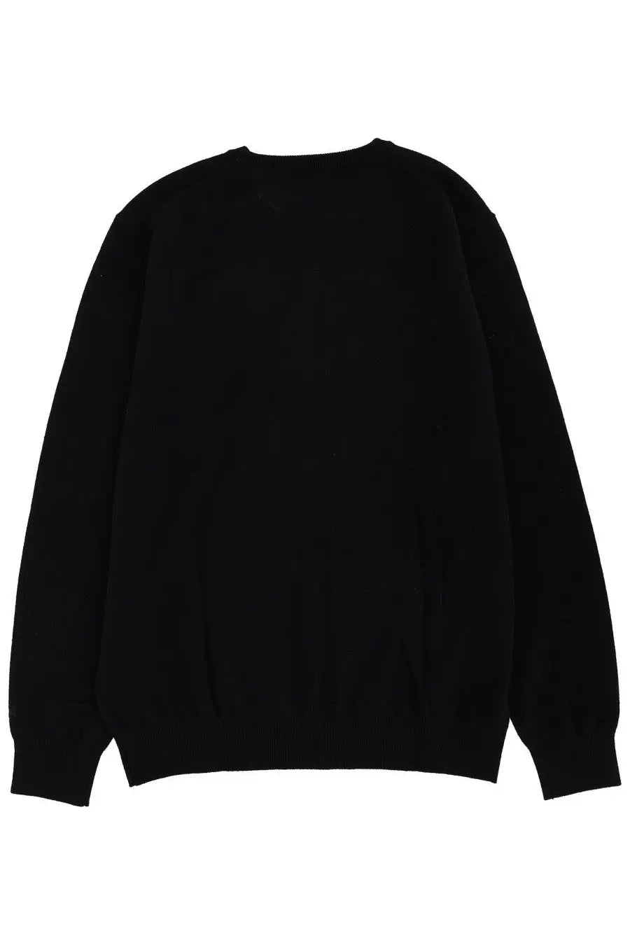 Mc2 Saint Barth men’s black wool crewneck sweater with long sleeves and ribbed cuffs