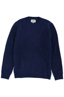 Mc2 Saint Barth men’s wool sweater in deep navy blue with a soft textured knit and ribbed cuffs and crewneck design