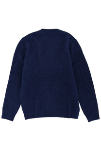 Navy blue Mc2 Saint Barth men’s wool sweater with ribbed cuffs and hem in knit fabric for casual wear