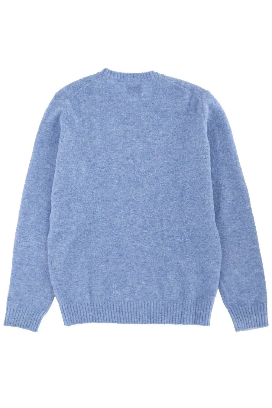 Mc2 Saint Barth men’s wool sweater in light blue heathered knit with ribbed cuffs and hem