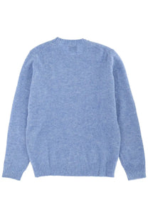 Mc2 Saint Barth men’s wool sweater in light blue heathered knit with ribbed cuffs and hem