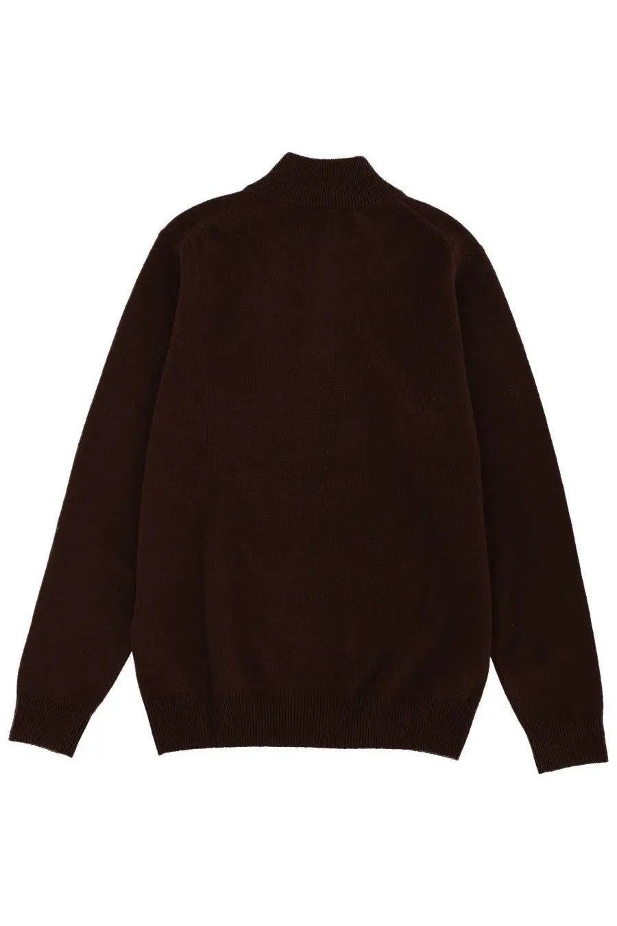 Dark brown long-sleeved wool sweater with ribbed crew neck and cuffs by Mc2 Saint Barth for men
