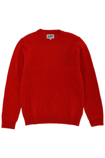 Mc2 Saint Barth men’s vibrant red wool sweater with long sleeves ribbed cuffs and hem crewneck design