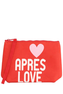 Red apres love wristlet with pink heart and white lettering and matching strap from mc2 saint barth clutch bag aline red