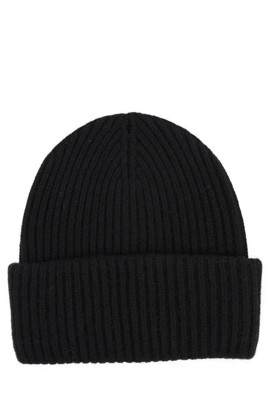 Mc2 saint barth women’s berry beanie black ribbed knit with folded cuff for casual and winter wear