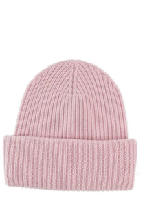 Mc2 Saint Barth women’s berry beanie in soft pink ribbed knit with a folded cuff for cozy wear