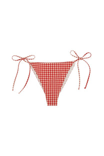 Mc2 Saint Barth women’s bikini bottom marielle red in red and white gingham check with tied side ties