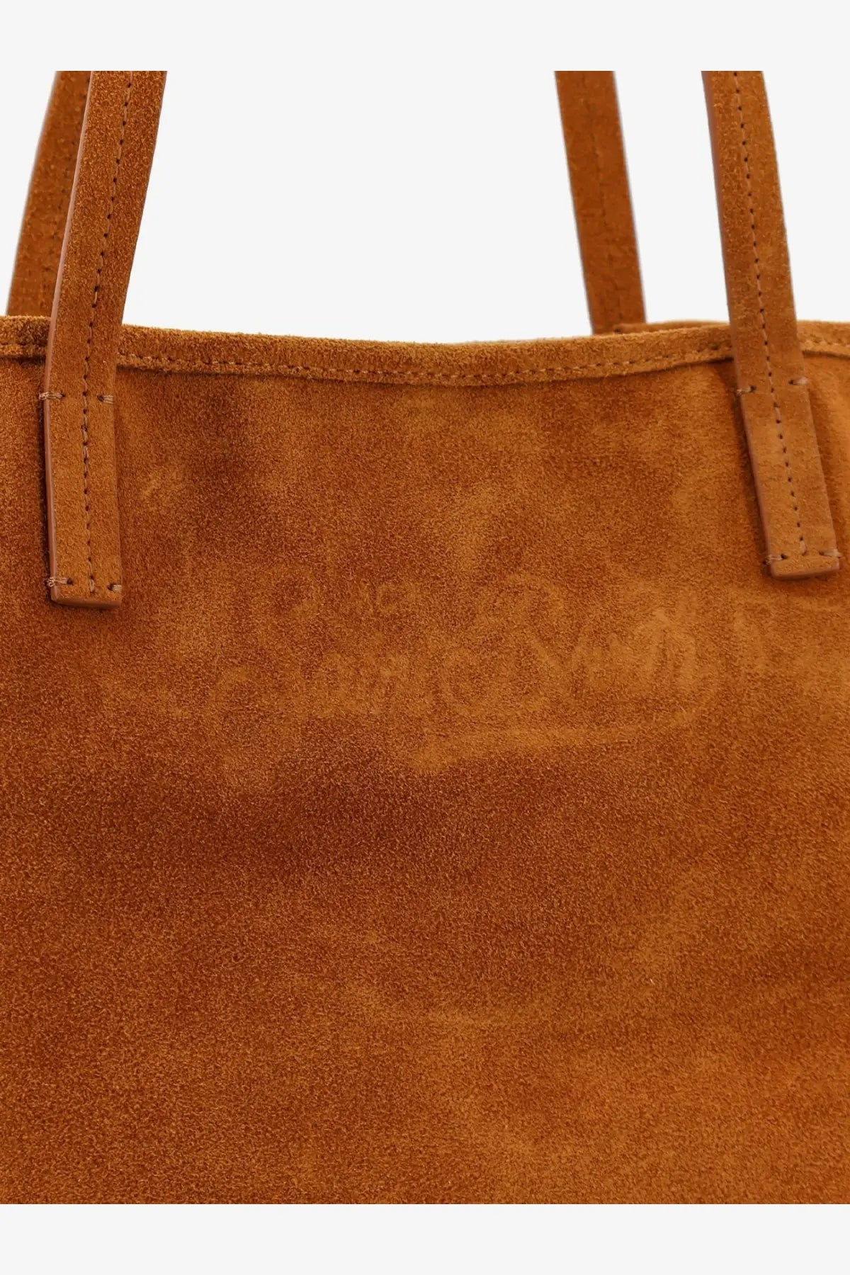 Mc2 Saint Barth women’s city suede shoulder bag beige tan suede tote with matching handles and embossed logo