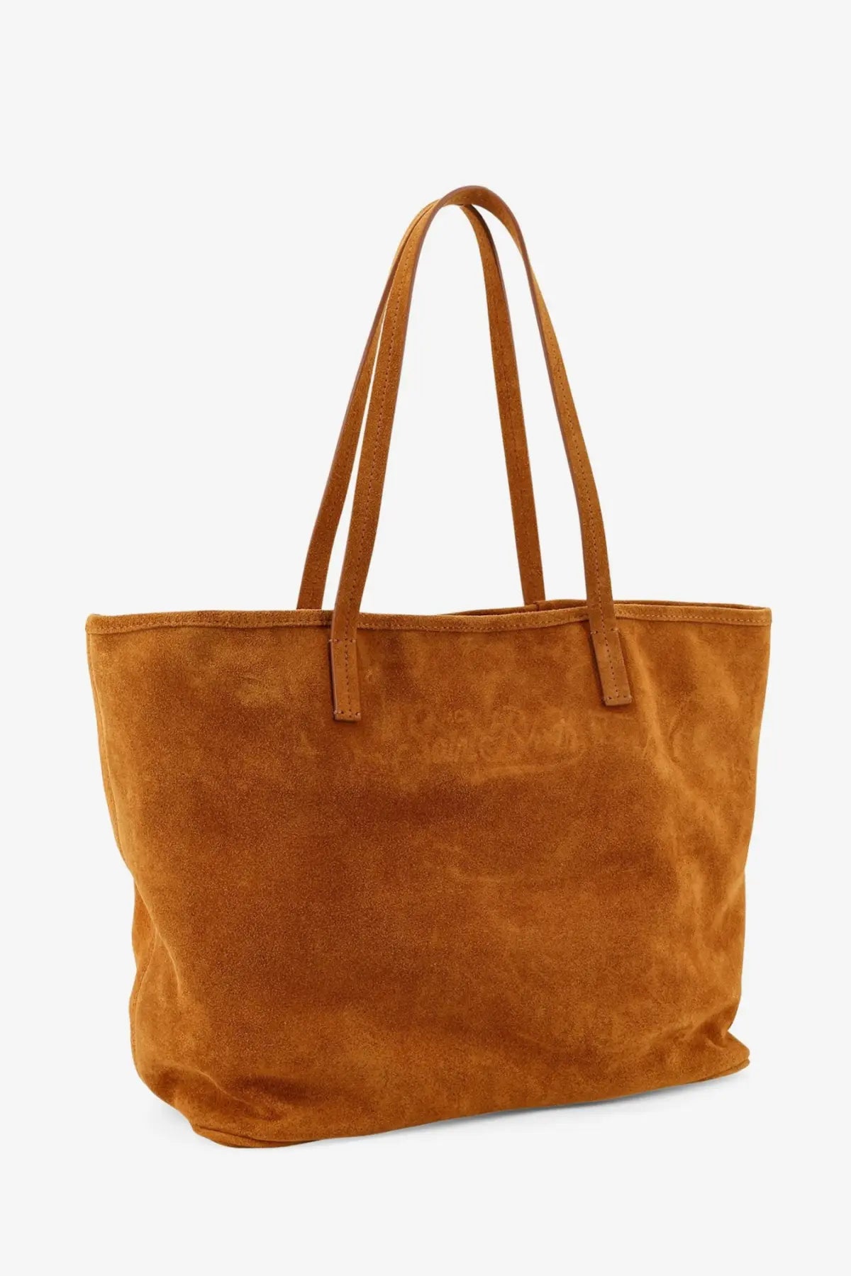 A tan suede tote bag with two matching handles from Mc2 Saint Barth women’s city suede shoulder bag beige collection