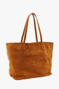 A tan suede tote bag with two matching handles from Mc2 Saint Barth women’s city suede shoulder bag beige collection