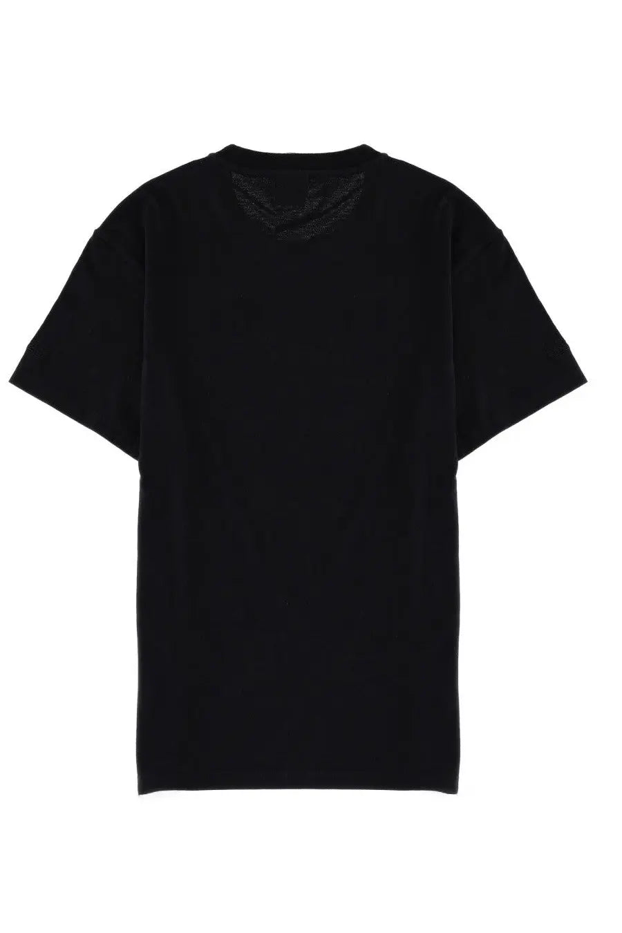 Mc2 Saint Barth women’s black cotton short-sleeved t-shirt with subtle lace detail at the neckline