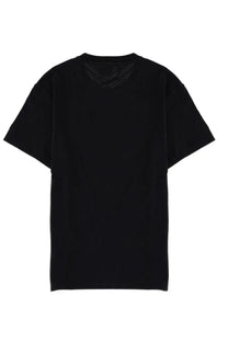 Mc2 Saint Barth women’s black cotton short-sleeved t-shirt with subtle lace detail at the neckline