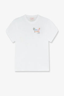 White cotton t-shirt with colorful embroidered sea you in st design from mc2 saint barth womens emilie cotton shirt white