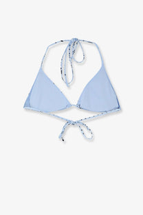 Mc2 Saint Barth women’s Leah bikini top bandannaround in light blue with black star pattern and adjustable ties