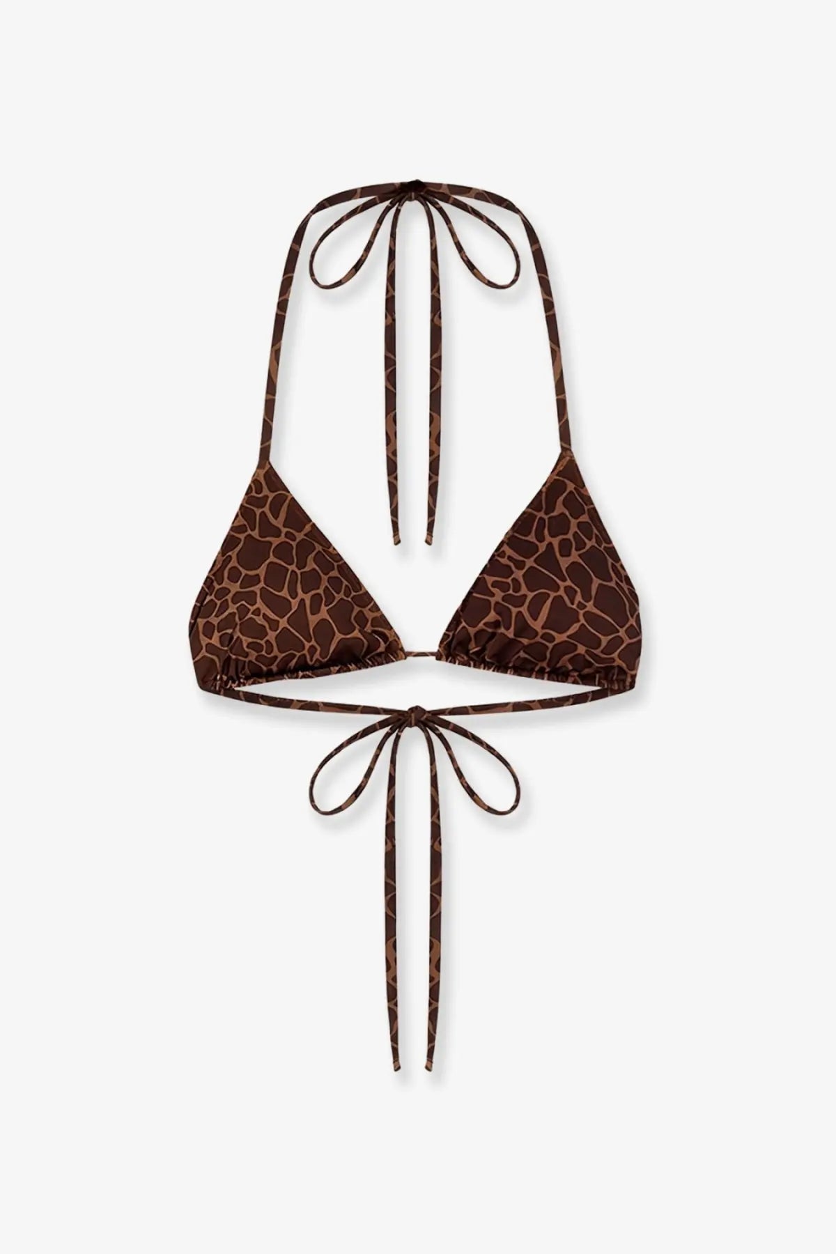 Brown giraffe-print nylon halter top bikini with adjustable ties from mc2 saint barth women’s leah collection