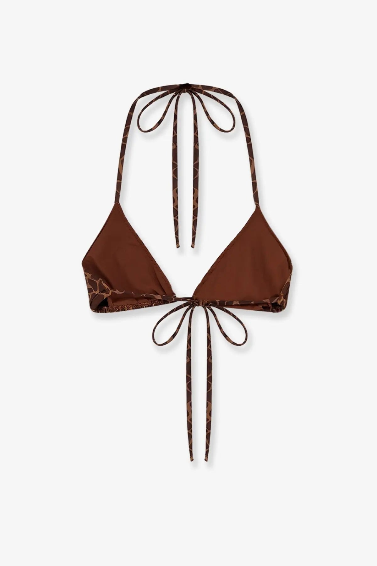 Brown giraffe-print nylon halter top bikini with adjustable ties from mc2 saint barth for women