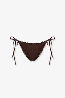 Mc2 Saint Barth women’s Miami briefs Sangallo in dark brown with scalloped edges eyelet embroidery and tied side strings