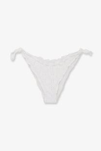 White lace thong with delicate eyelet detailing and tied side ties from mc2 saint barth women’s moon embroidered bikini slip sangallo