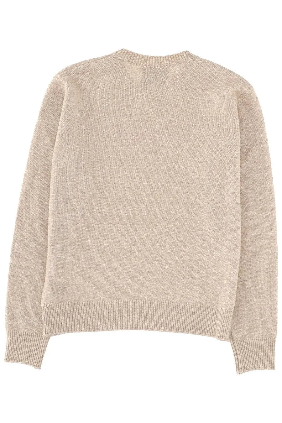 Mc2 Saint Barth women’s new queen jersey beige knit sweater with ribbed cuffs and hem