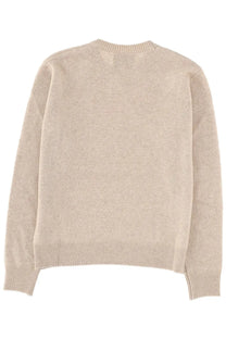 Mc2 Saint Barth women’s new queen jersey beige knit sweater with ribbed cuffs and hem