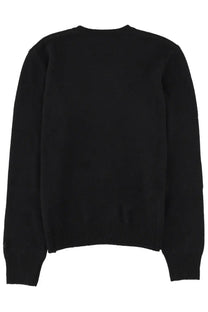 Black knit sweater with ribbed cuffs and hem from mc2 saint barth womens new queen jersey in black
