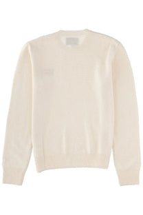 Mc2 saint barth women’s new queen jersey white cream-colored finely knitted sweater with ribbed cuffs and hem