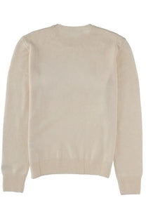 Cream-colored knit sweater with ribbed cuffs and hem from mc2 saint barth women’s new queen jersey white collection