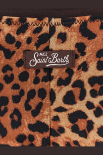 Brown leopard-print nylon mc2 saint barth women’s bikini bottoms with stitched seam and brown brand label visible