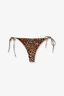Beige nylon leopard-print bikini bottom with tied side strings from mc2 saint barth women’s swimwear
