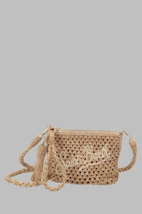Beige woven straw crossbody bag with braided strap and tassel detail from mc2 saint barth women’s pochette in raffia con beige
