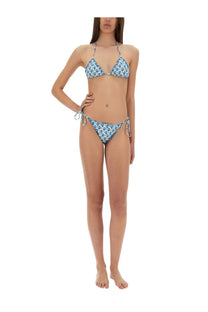 Blue and white patterned triangle bikini set with tie-side bottoms from mc2 saint barth women’s sagittarius bikini top blue