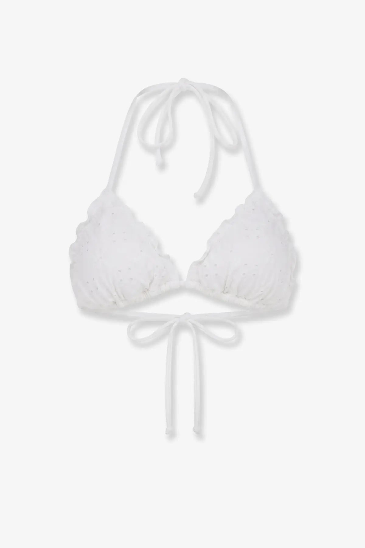 Mc2 Saint Barth women’s Sagittarius embroidered bikini top sangallo in white crochet with lace detailing and adjustable ties