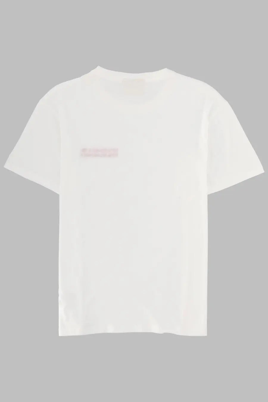 White cotton t-shirt with a minimalist rectangular logo on the left chest from mc2 saint barth womens shirt emilie white