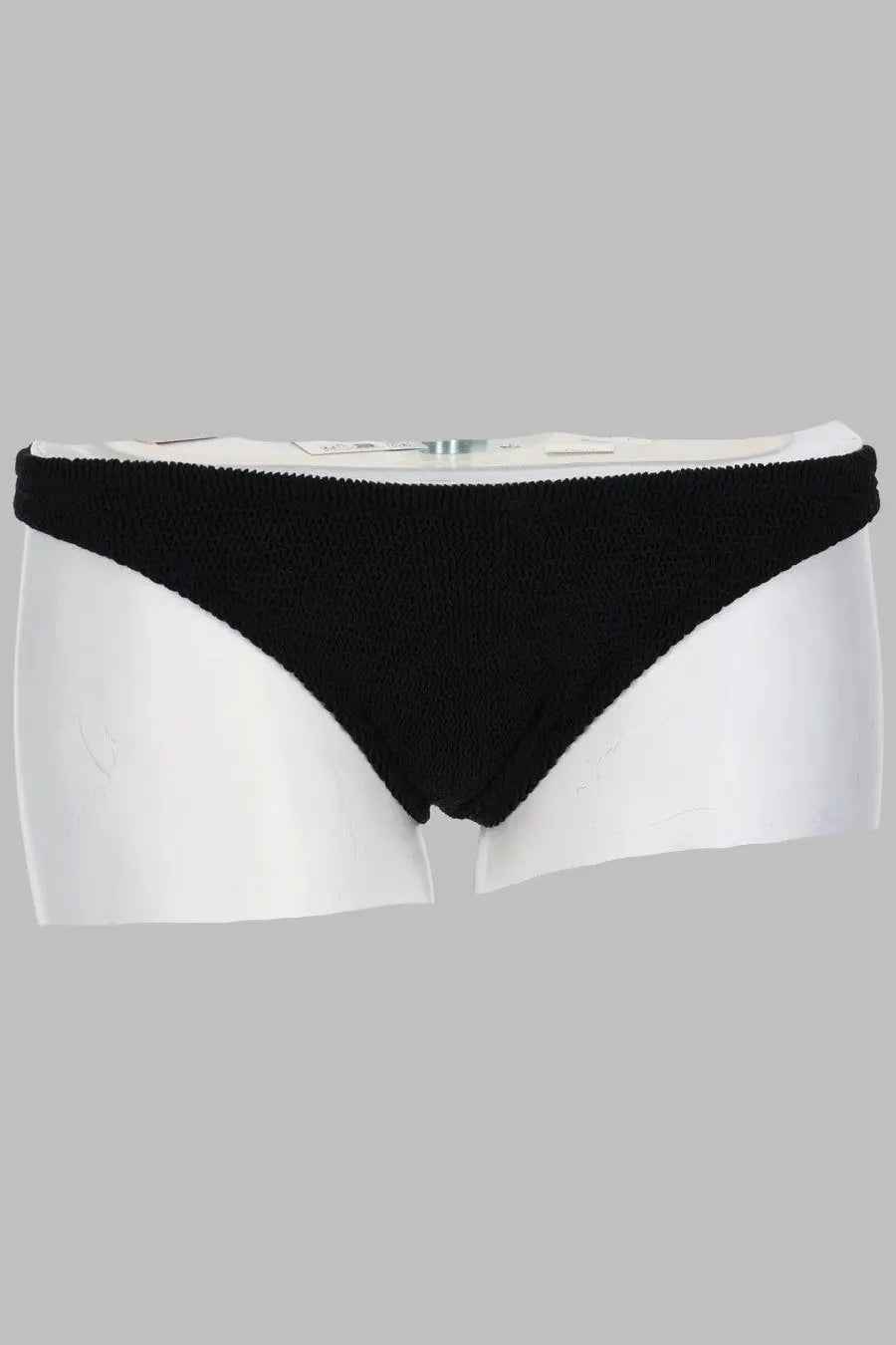 Black knitted bikini bottom with ribbed waistband from mc2 saint barth womens slip cheeky naomi black collection