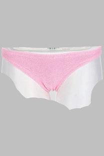 Pink knitted bikini bottom with ribbed texture and white lining from m c2 saint barth women’s slip bikini cheeky naomi blue