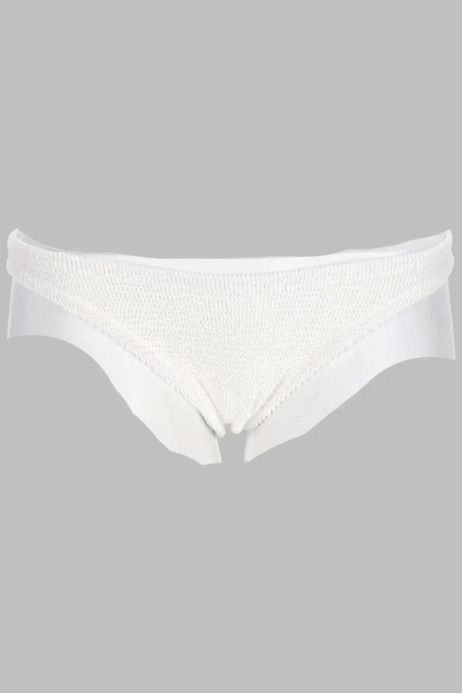 Mc2 saint barth women’s slip bikini cheeky naomi white briefs with white textured smooth seamless design front view