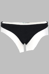 Black knitted bikini bottom with white fabric lining from mc2 saint barth women’s slip bikini crinkle elise black collection