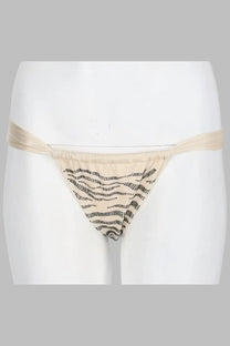 Beige thong with black wavy bead patterns from mc2 saint barth women’s slip bikini noelle collection